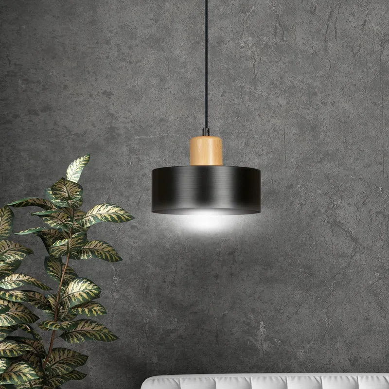 Luminaire Suspendu Noir Et Bois