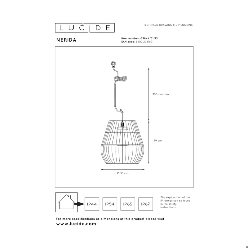 Lucide Nerida Outdoor Pendant Lamp - Second Chance