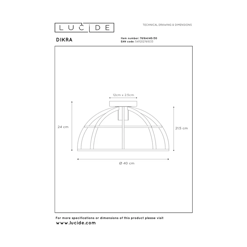 Lucide Dikra Flush Ceiling Light