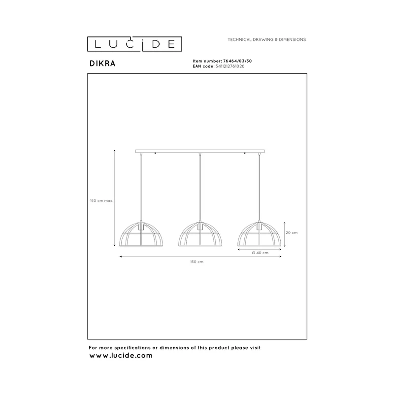 Lucide Dikra Pendant Light