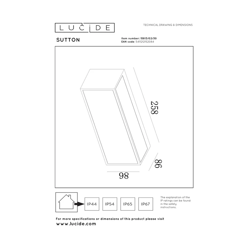 Lucide Sutton Solar Outdoor Wall Light