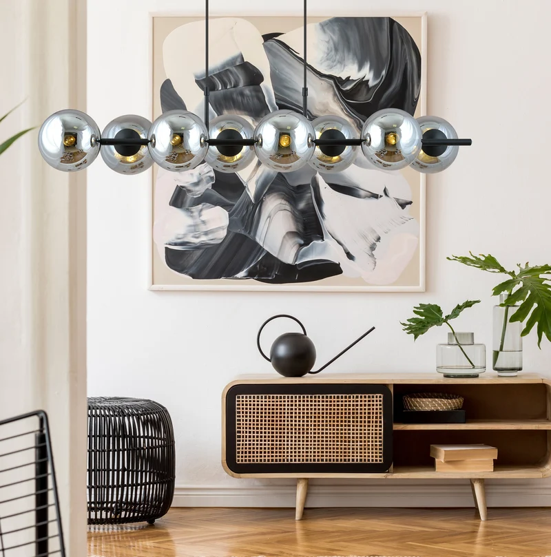 Suspension Boule Verre Grise