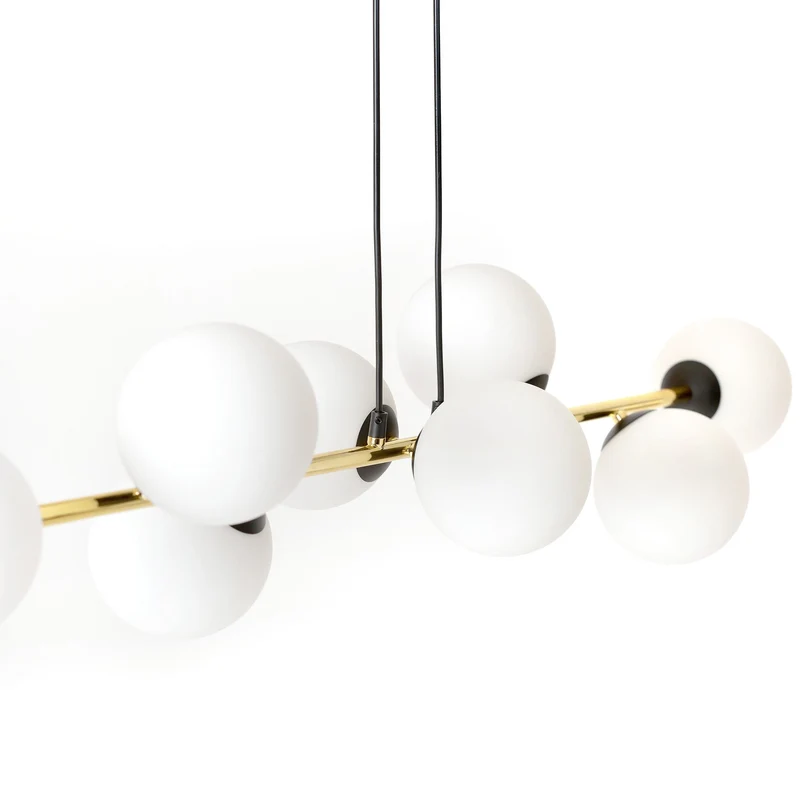 Suspension Boule Verre Laiton Vintage