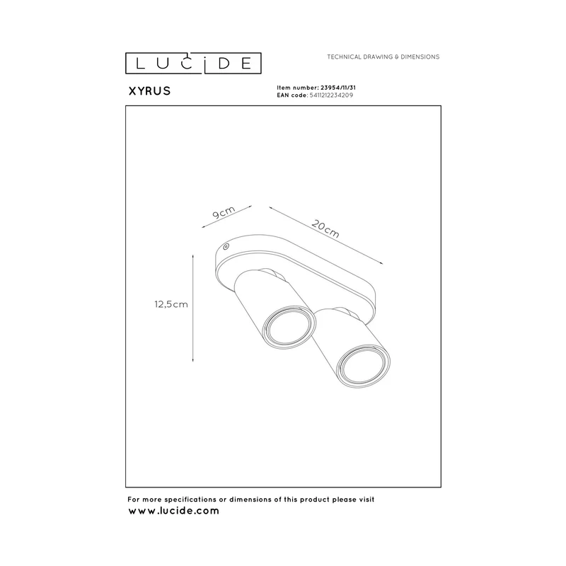 Lucide Xyrus Double Surface Mounted Spotlight