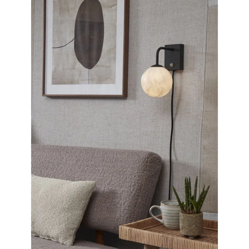 Applique Murale Boule Marbre Blanc