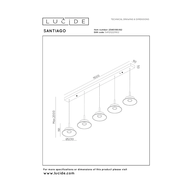 Lucide Santiago Pendant Lamp