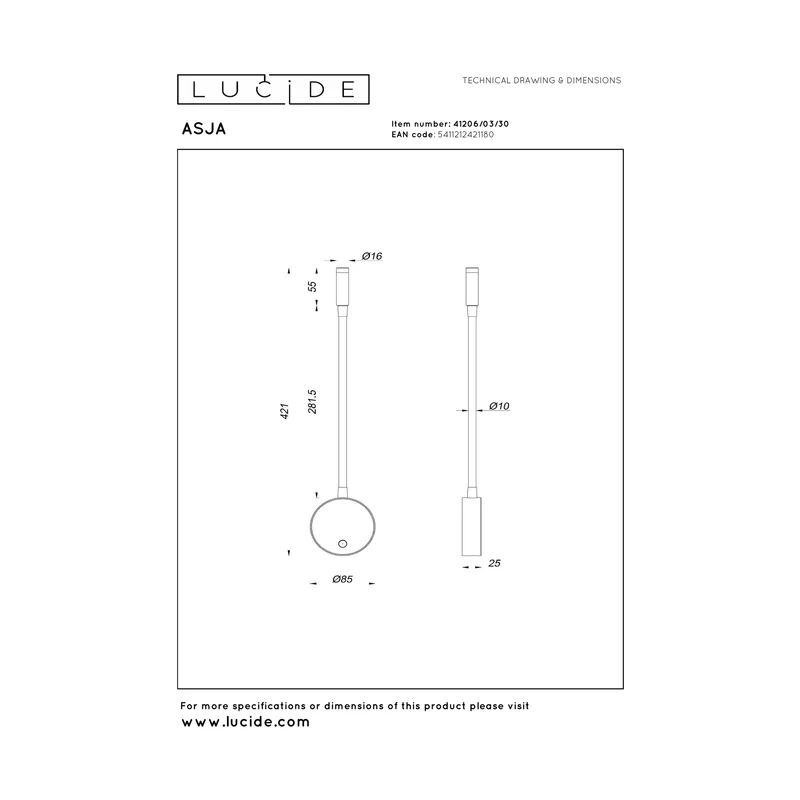 Lucide Asja Rechargeable Wall Spot