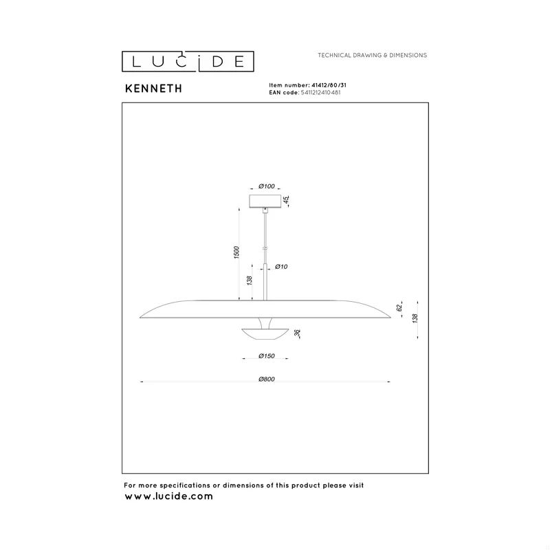 Lucide Kenneth Pendant Lamp