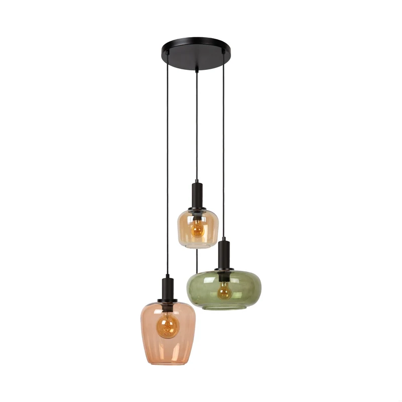Lucide Ilona 3-Light Pendant Lamp Black