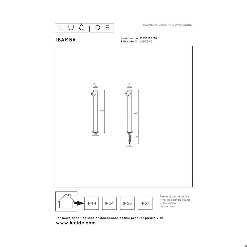 Lucide Ibamba Bollard Lamp