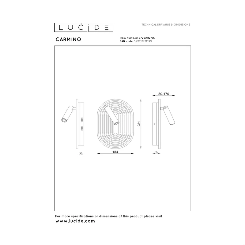 Lucide Carmino Wall Lamp