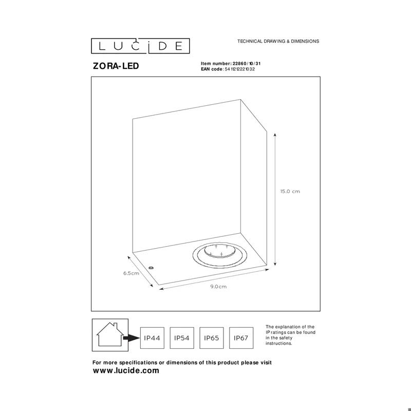 Lucide Zora LED Outdoor Wall Lamp