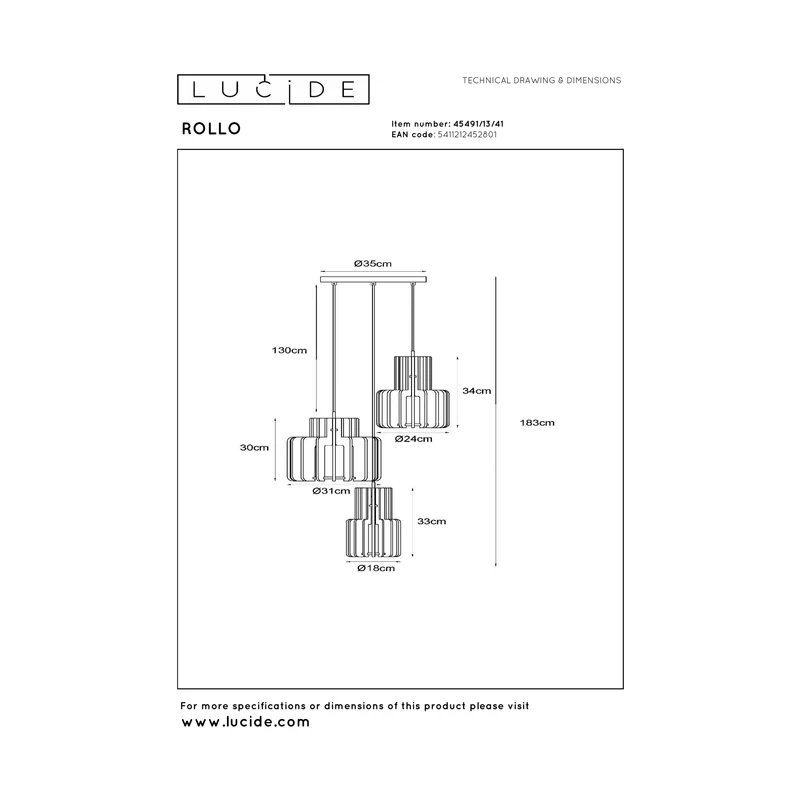 Lucide Rollo Pendant Lamp