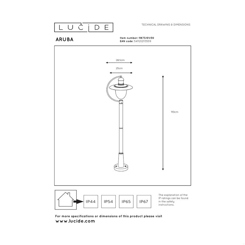 Lucide Aruba Outdoor Lamp Post