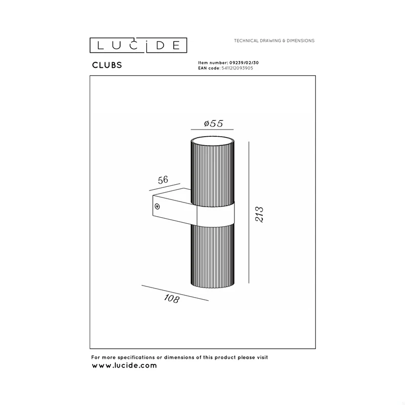 Lucide Clubs Wall Lamp