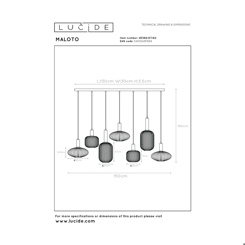 Lucide Maloto Chandelier