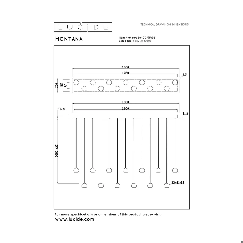 Lucide Montana Pendant Lamp