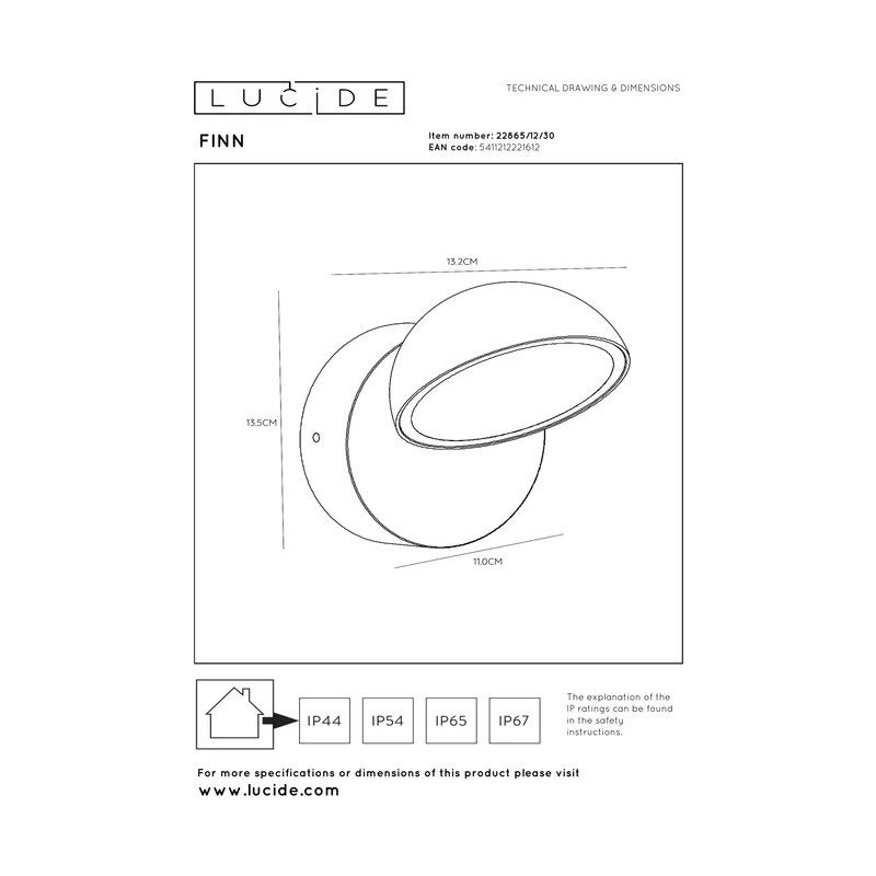 Lucide Finn Outdoor Wall Lamp
