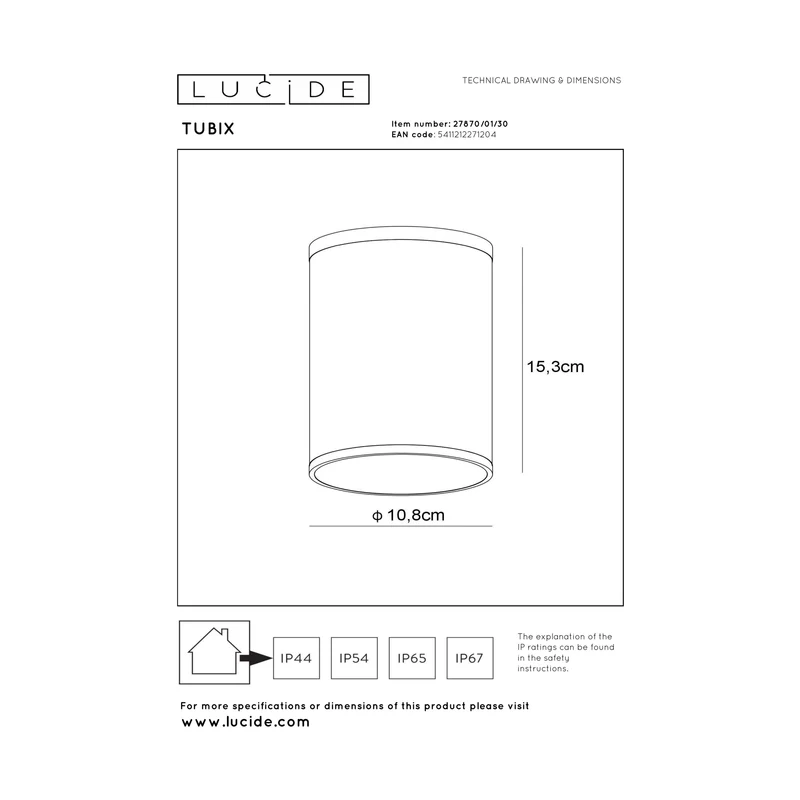 Lucide Tubix Outdoor Ceiling Spot