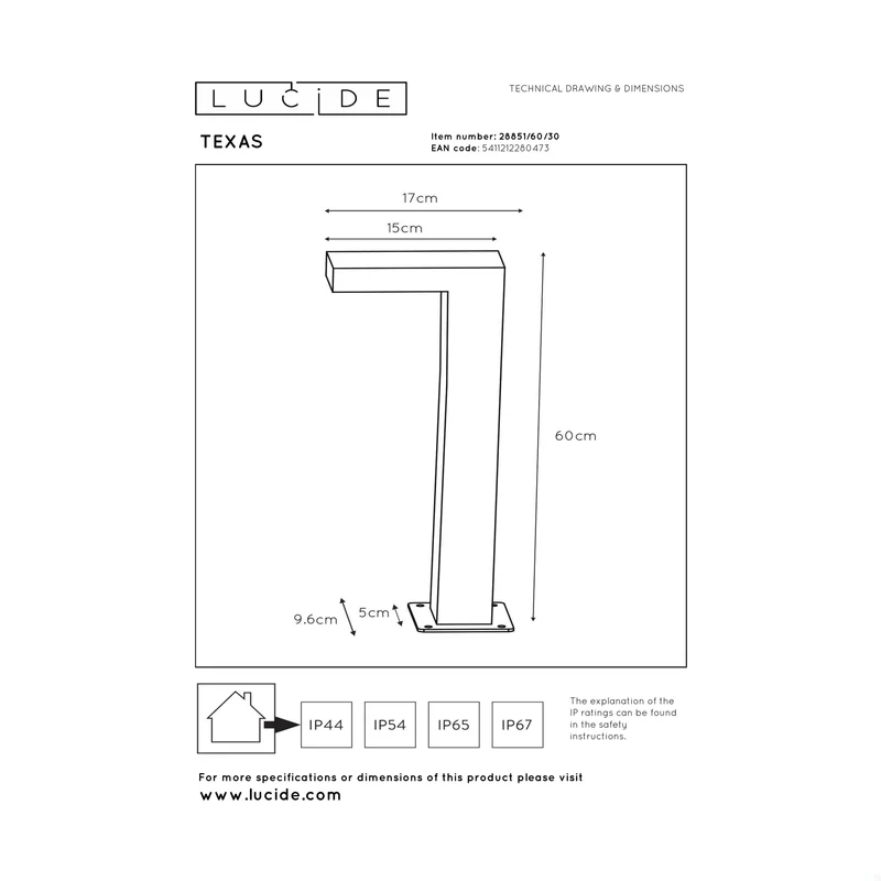 Lucide Texas Bollard Lamp