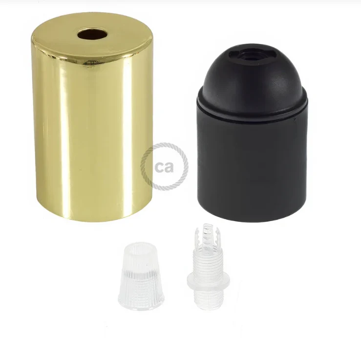 Kit douille E27 cylindrique en métal - Laiton