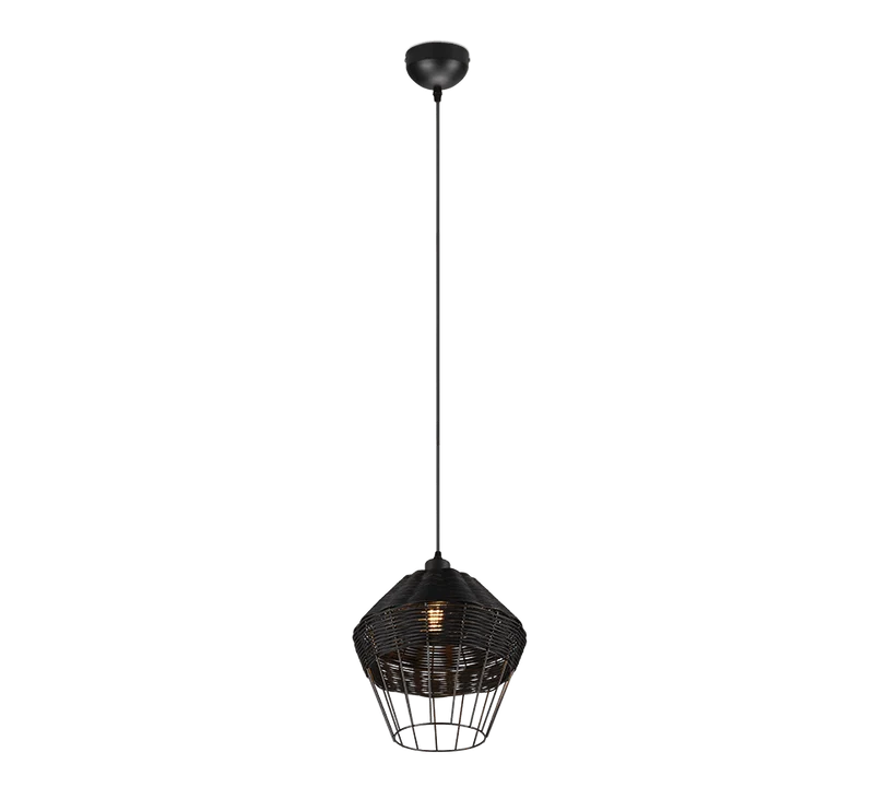 Luminaire Suspension Rotin Noir