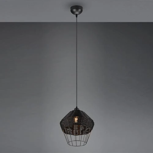 Luminaire Suspension Rotin Noir