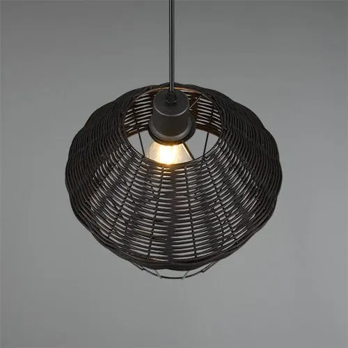 Luminaire Suspension Rotin Noir