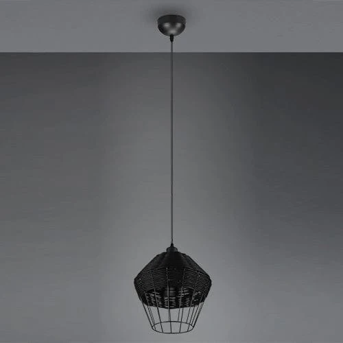Luminaire Suspension Rotin Noir