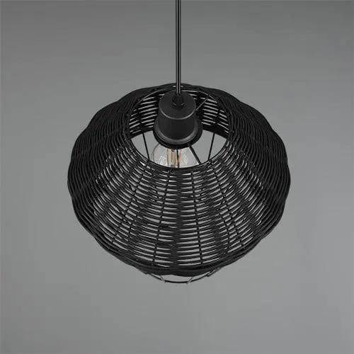 Luminaire Suspension Rotin Noir