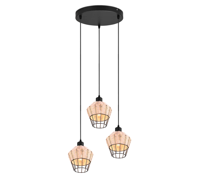 Luminaire 3 Suspension Rotin