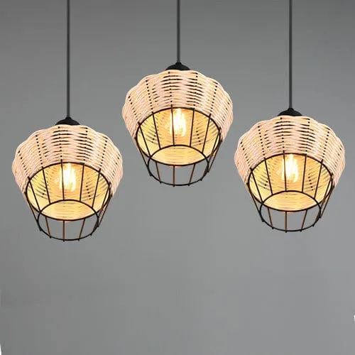 Luminaire 3 Suspension Rotin