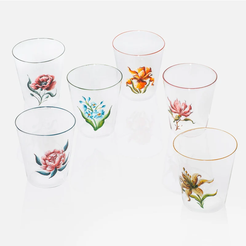Casarialto Jardin Fleuri Hand Painted Glasses - Set of 6