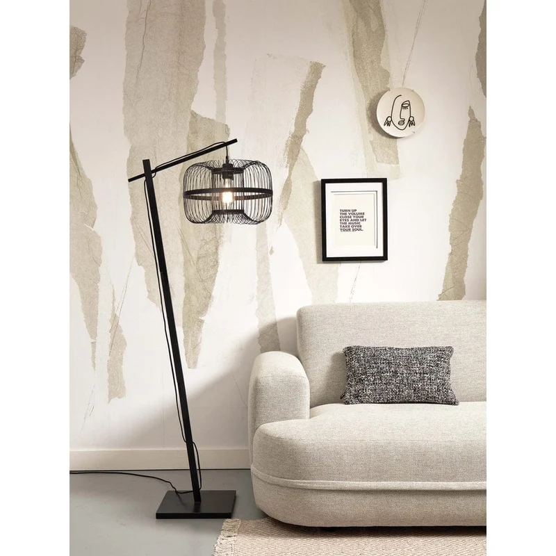 Lampe Noire Industrielle Sur Pied