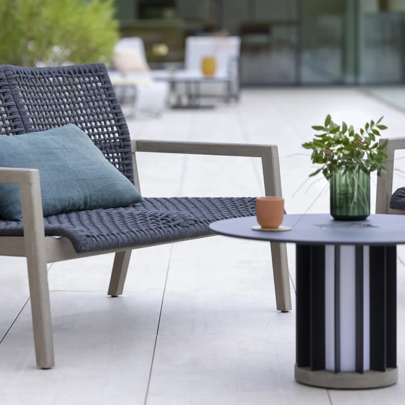 Les Jardins Teckalu Outdoor Coffee Table with Solar Lighting