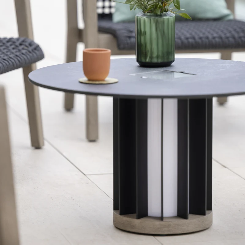 Les Jardins Teckalu Outdoor Coffee Table with Solar Lighting