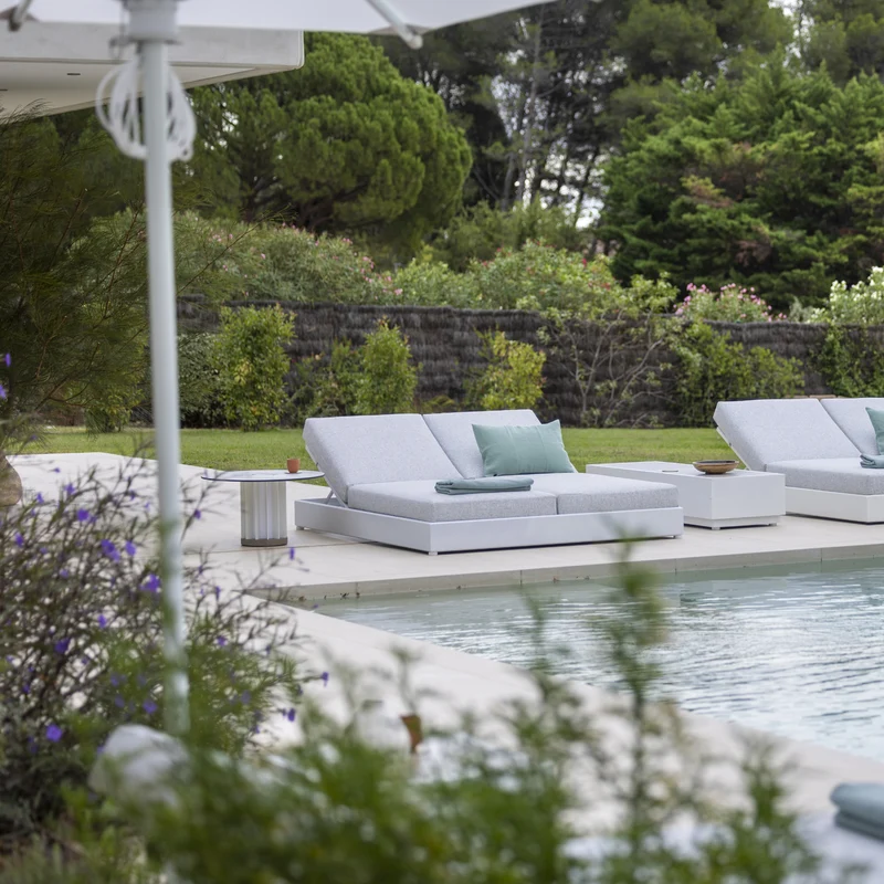 Les Jardins Teckalu Outdoor Coffee Table with Solar Lighting