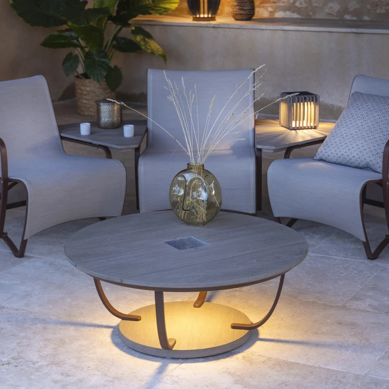 Les Jardins Jet Stream Outdoor Table with Solar Lighting