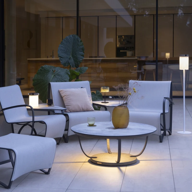 Les Jardins Jet Stream Outdoor Table with Solar Lighting