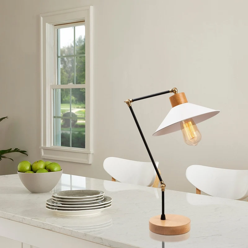 Lampe Blanc Et Bois