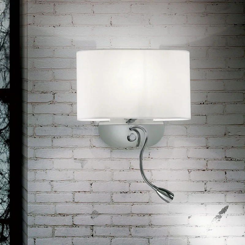 Applique Avec Liseuse Orientable et Abat Jour Blanc