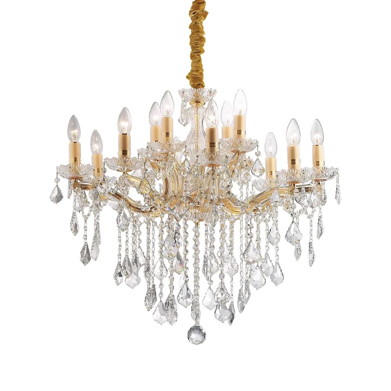 Lustre Pampilles Dore et Cristal