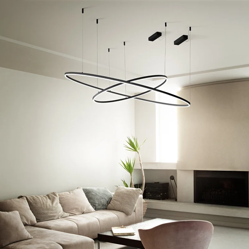 Suspension Cercle LED noire