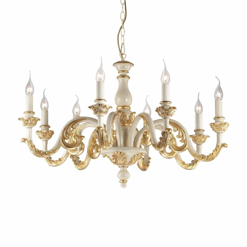 Lustre Blanc Et Dore