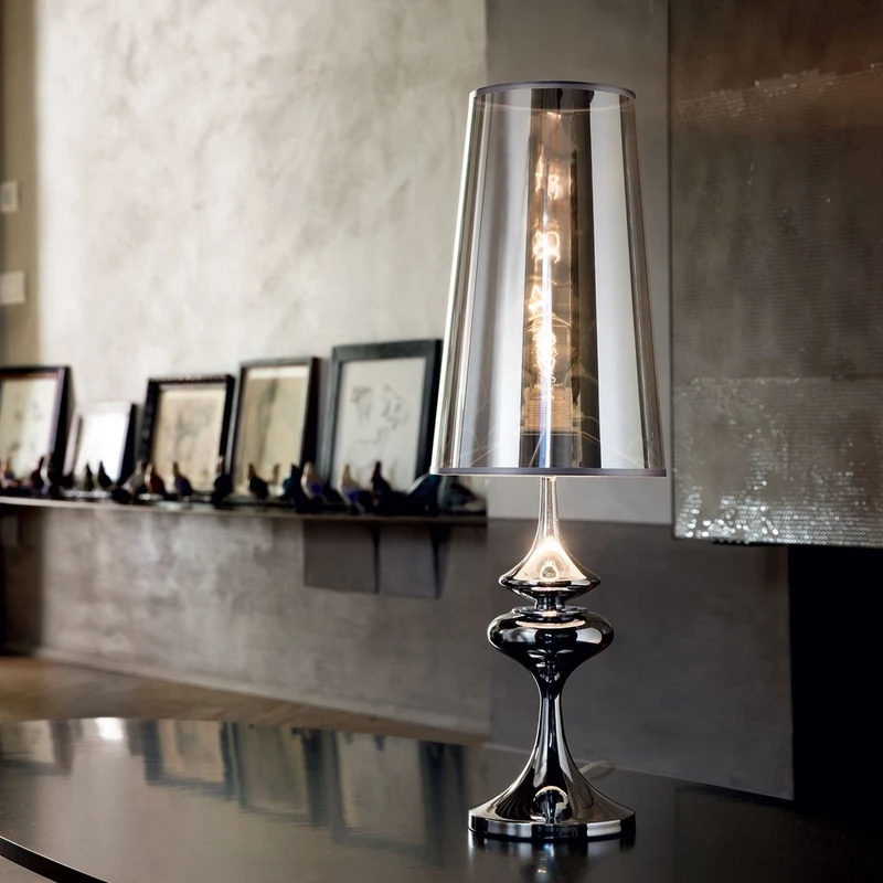 Lampe Chevet Art Déco Noir Fumé Brillant
