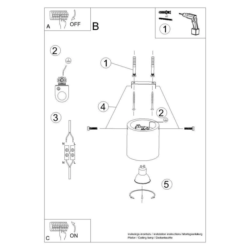 Plafonnier Spot Gu10