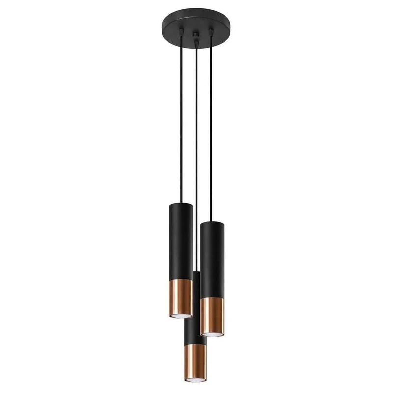 3 Suspension Luminaire Noir et Or Rose