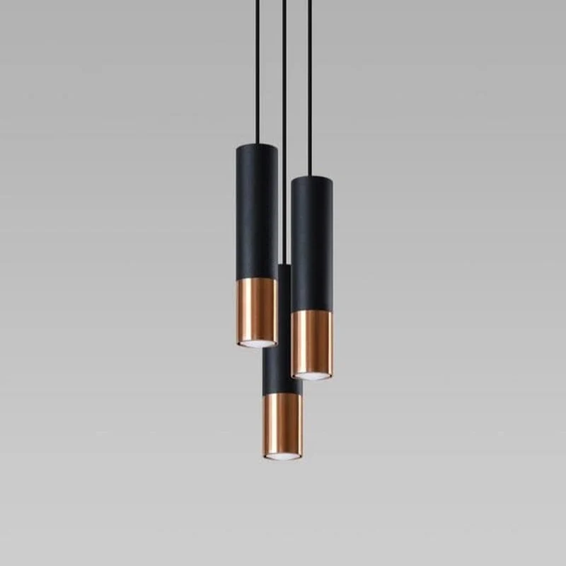 3 Suspension Luminaire Noir et Or Rose