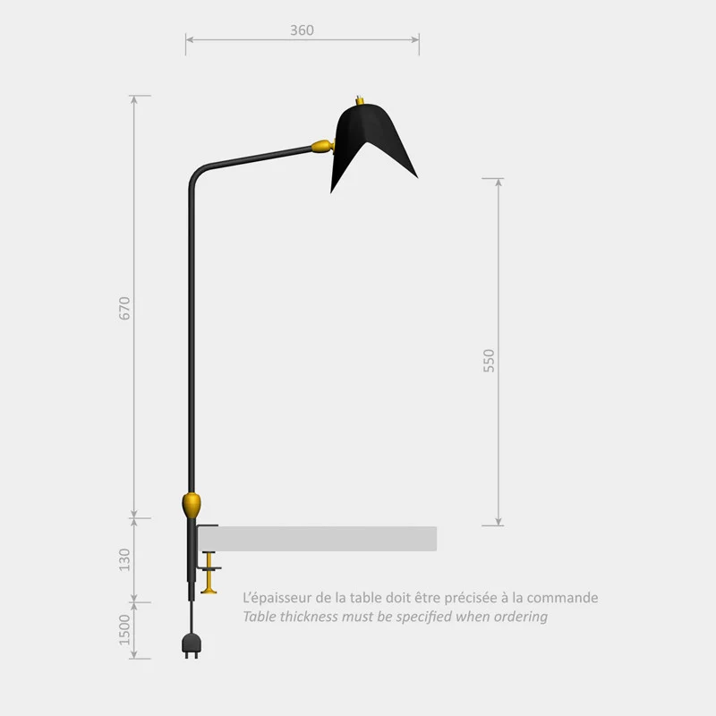 Serge Mouille Agrafée with 2 swivels Desk Lamp
