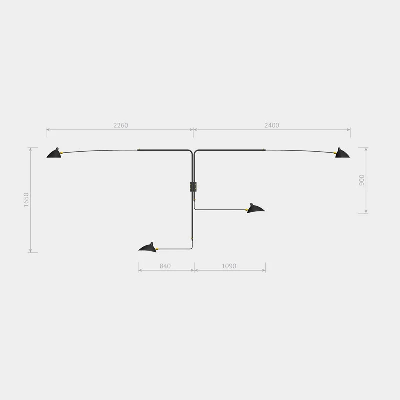 Serge Mouille 4 Rotating Straight Arms Sconce Lamp